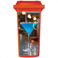 Blue Cocktail On A Bar Wheelie Bin Sticker Panel